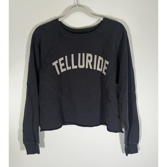 RETROBRAND soft black cropped crewneck Telluride Colorado sweatshirt S festival - Picture 1 of 8